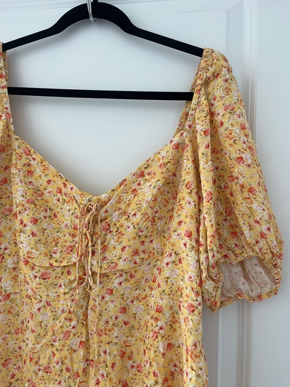 Ever New Yellow Floral Lace-Up Mini Dress - Picture 3 of 5